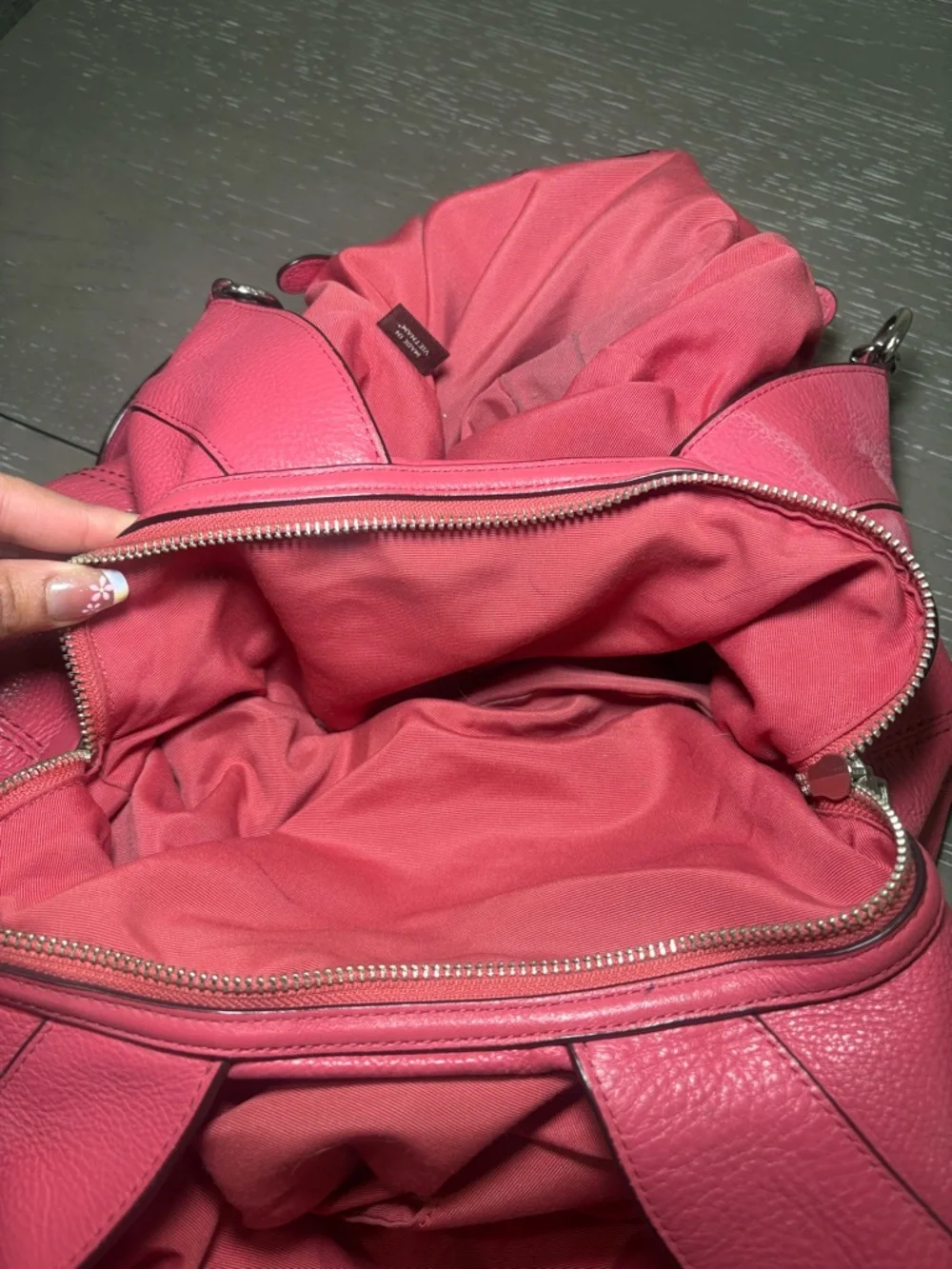 Coach Pebbled Leather Shoulder Bag in Raspberry - Picture 9 of 10